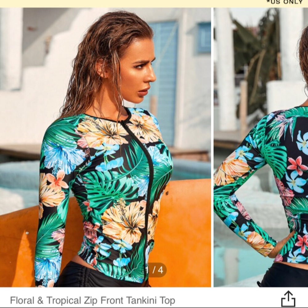 Shein Zip front rash guard